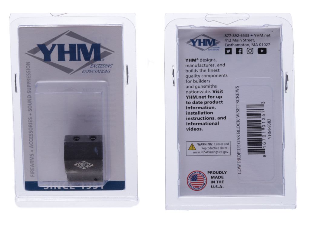 YHM AR15, .750 Gas Block Assembly, Low Profile, Steel, Black